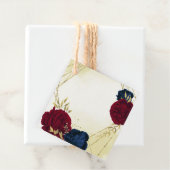 marine rode bloemen gouden bladeren bruiloft bedankjes labels (In situ)