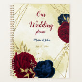 Marine & rode bloemen gouden bruiloft planner (Voorkant)