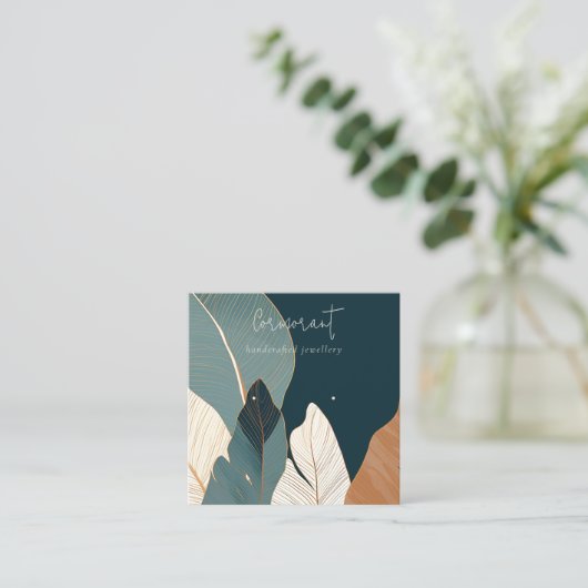 Marine Roest Goud Tropische blad Oorbel Display Vierkante Visitekaartje (Staand voorkant)