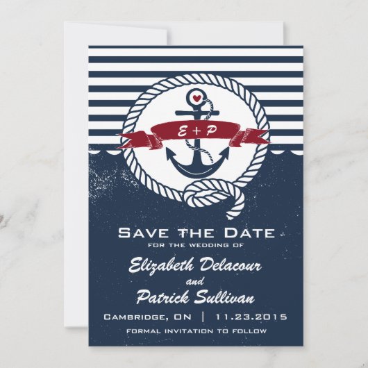 Marine roestige nautische save the date-aankondigi save the date (Voorkant)