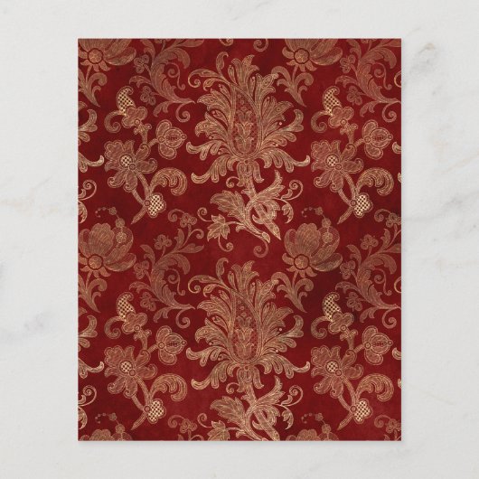 Marine, Rood en Goud Bloemen Bruiloft Uitnodiging Flyer (Achterkant)