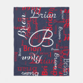 Marine & Rood patroon van namen Fleece Deken (Voorkant)