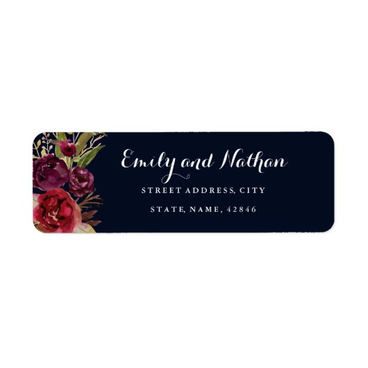 Marine roodbloemige herfst retouradres sticker (Voorkant)