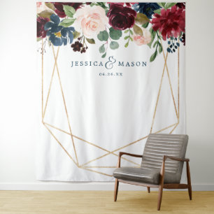 Marine roodrode bloemige trouwdecoratie achtergron wandkleed