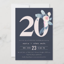 MARINE ROZE BLAUWE BLOEMEN 20E VERJAARDAG ELK JAAR