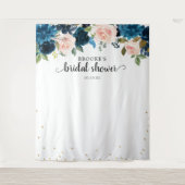 Marine Roze Bloemachtige Bruids douche Foto Achter Wandkleed (Voorkant)