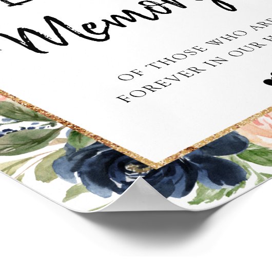 Marine Roze Bloemboog Frame In Liefdevolle Herinne Poster (Hoek)