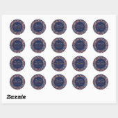 Marine & Roze Bloemen & Plant Patroon | Dank u Ronde Sticker (Vel)