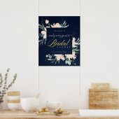 MARINE ROZE BLOEMEN WATERVERF BRUIDSSLUIER ONTVANG POSTER (Keuken)