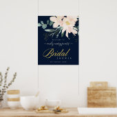 MARINE ROZE BLOEMEN WATERVERF BRUILOFTSSHOWER WELK POSTER (Keuken)