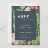 MARINE ROZE BLOEMEN WOESTIJN CACTUS LOOF Aquarel Save The Date (Voorkant)