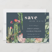 MARINE ROZE BLOEMEN WOESTIJN CACTUS LOOF Aquarel Save The Date (Voorkant)