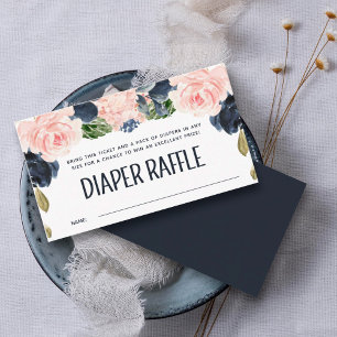 Marine Roze Bloemenkinderfeest Luiers Raffle Informatiekaartje