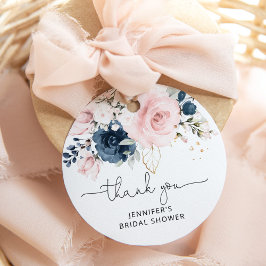 Marine roze bloemige bruiloftsborrel bedankjes labels