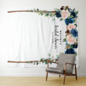 Marine Roze Bloemige Bruiloftsfoto Achtergrond Wandkleed (In Situ (horizontaal))