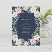 Marine Roze Bloesem Bruiloft Kaart (Staand voorkant)