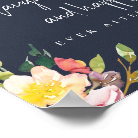 Marine Roze Bourgondië Bloemige Liefde Gelukkig Ee Poster (Hoek)