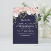 Marine roze bruiloft details informatiekaart informatiekaartje (Staand voorkant)