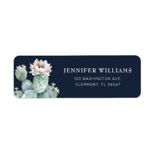 Marine Roze Cactus Bloem Retouradres Labels