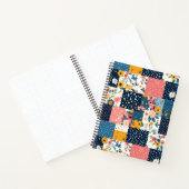 Marine Roze Cottagecore Bloemige Patchwork Notitieboek (Binnen)
