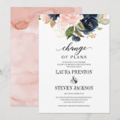 Marine Roze Gouden Bloemige Bloesem Wijziging van Kaart (Voorkant / Achterkant)