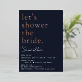 Marine Roze Gouden Moderne Bruidsdouche Folie Uitnodiging (Staand Voorkant)