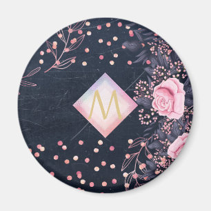 Marine Roze Gouden Monogram Cadeaus Meisjesachtig  Magneet