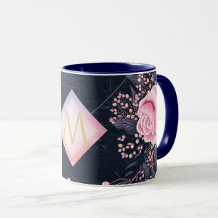 Marine Roze Gouden Monogram Cadeaus Meisjesachtig  Mok