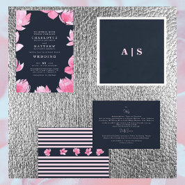 Marine & Roze Huwelijksdetail Kaart