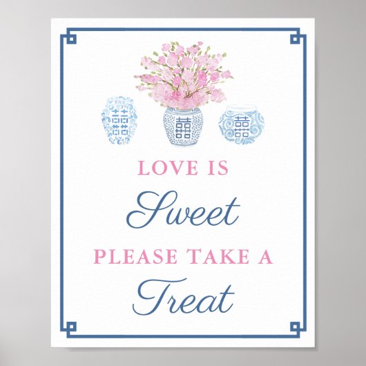 Marine Roze Love Is Sweet Take A Treat Bruiloftsfe Poster (Voorkant)