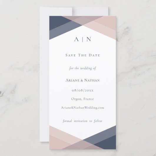 Marine Roze Modern Bewaar de Datum Trouwen Save The Date (Voorkant)