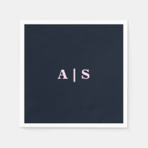 Marine & Roze Monogram Huwelijkscocktail
