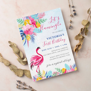 Marine Roze Tropische Wilde Bos Bloem Verjaardag Kaart