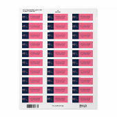Marine, roze, wit bloemen retour adres label (Full Sheet)