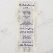 Marine rustieke Driftwood strand bruiloft Programmakaart (Achterkant)