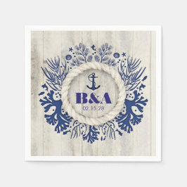 Marine rustieke Driftwood strand bruiloft Servetten