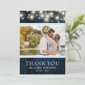 Marine rustieke hout bruiloft foto bedankkaart (Staand voorkant)