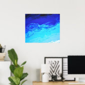 Marine saffierblauw water vloeibare marmeren kunst poster (Thuiskantoor)