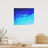 Marine saffierblauw water vloeibare marmeren kunst poster (Keuken)