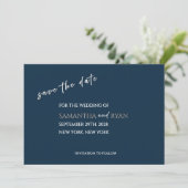 Marine Save the Date met Metallic Zilver (Staand voorkant)