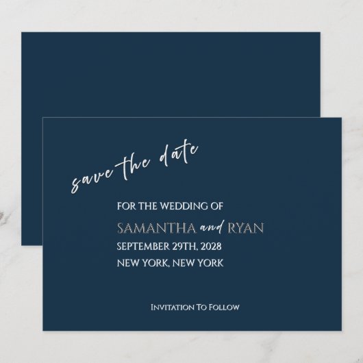 Marine Save the Date met Metallic Zilver (Voorkant / Achterkant)