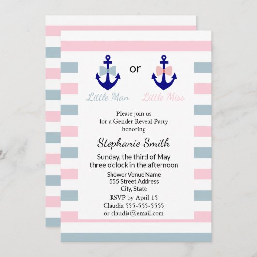 Marine scheepsboeg en strik geslacht onthulling kaart (Voorkant / Achterkant)