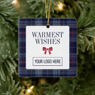 Marine Schotse Ruit Bedrijfs Kerst Keramisch Ornament