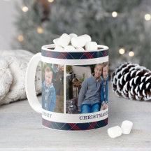 Marine Schotse Ruit Kerst Foto Naam