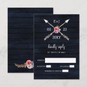 Marine Schuur hout land chique bruiloft RSVP Kaartje (Voorkant / Achterkant)