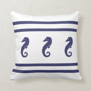 marine SEAHORSE op witte PILLOW kustbewoners Kussen