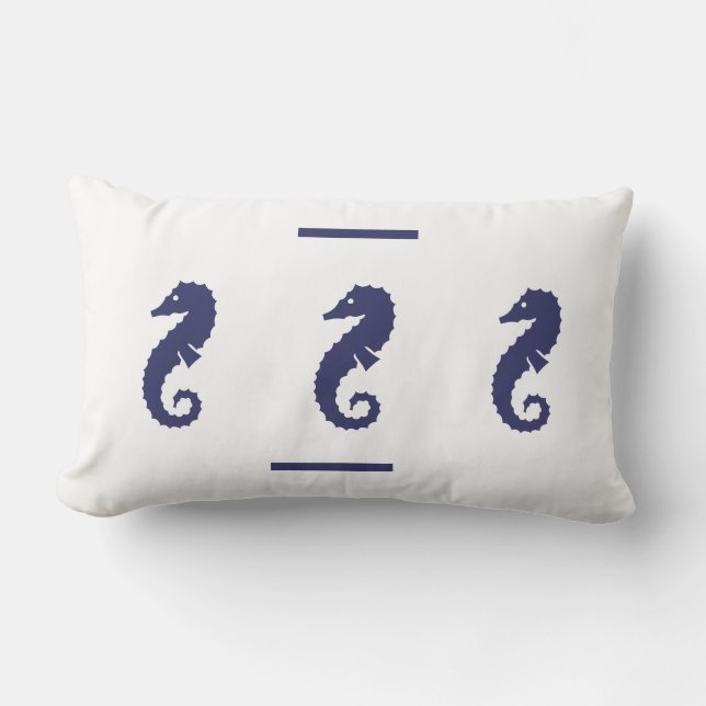 marine SEAHORSE op witte PILLOW-kustwateren Kussen (Voorkant)