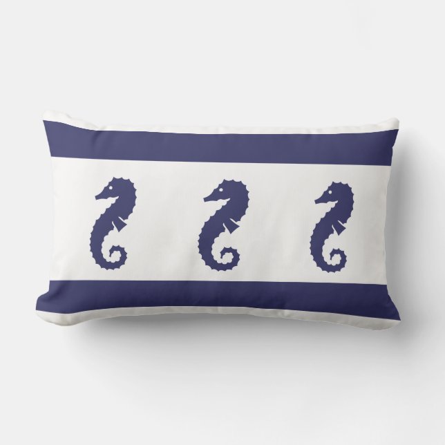 marine SEAHORSE op witte PILLOW-kustwateren Kussen (Voorkant)