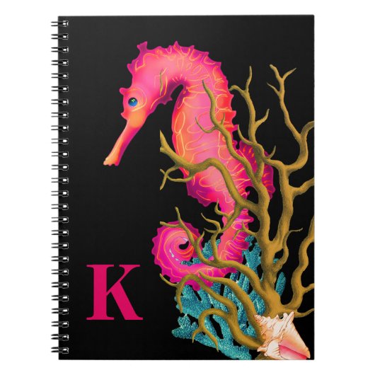 Marine Seahorse Roze Chique Notitieboek (Voorkant)