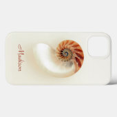 Marine Seashell Gepersonaliseerde naam Minimalist  Case-Mate iPhone Case (Achterkant (horizontaal))